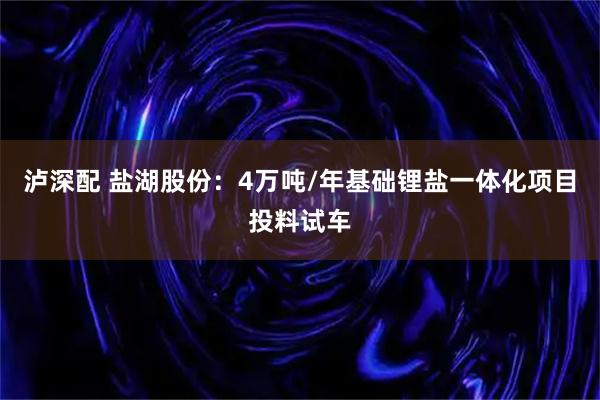 泸深配 盐湖股份:4万吨/年基础锂盐一体化项目投料试车